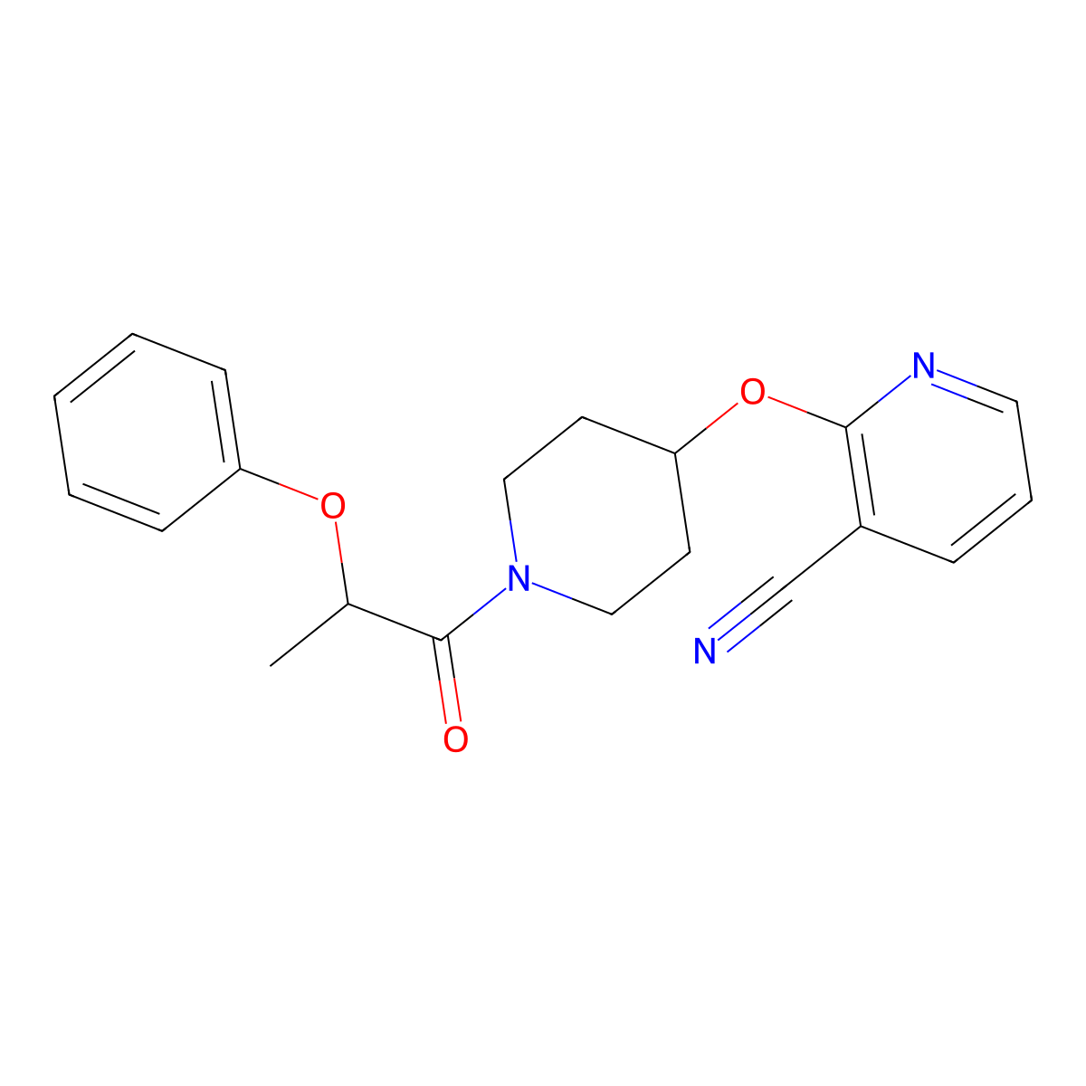 2-((1-(2-Phenoxypropanoyl)piperidin-4-yl)oxy)nicotinonitrile molecular structure, CAS 1797746-05-4