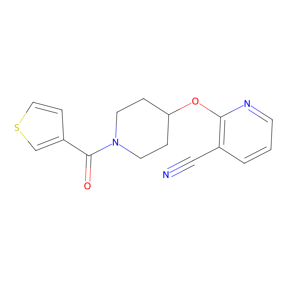 2-((1-(Thiophene-3-carbonyl)piperidin-4-yl)oxy)nicotinonitrile molecular structure, CAS 1797746-12-3