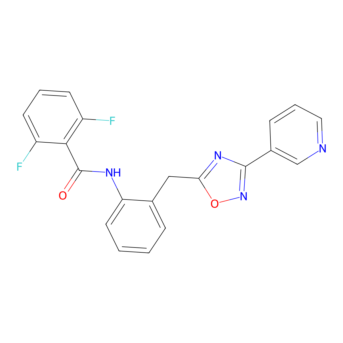 2,6-difluoro-N-(2-((3-(pyridin-3-yl)-1,2,4-oxadiazol-5-yl)methyl)phenyl)benzamide molecular structure, CAS 1797751-13-3