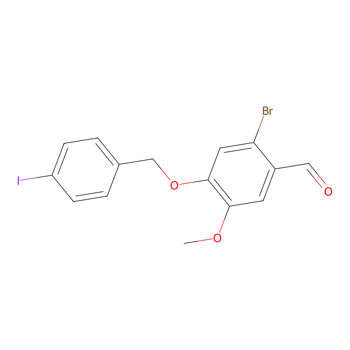 2-Bromo-4-[(4-iodobenzyl)oxy]-5-methoxybenzaldehyde molecular structure, CAS 1797753-75-3