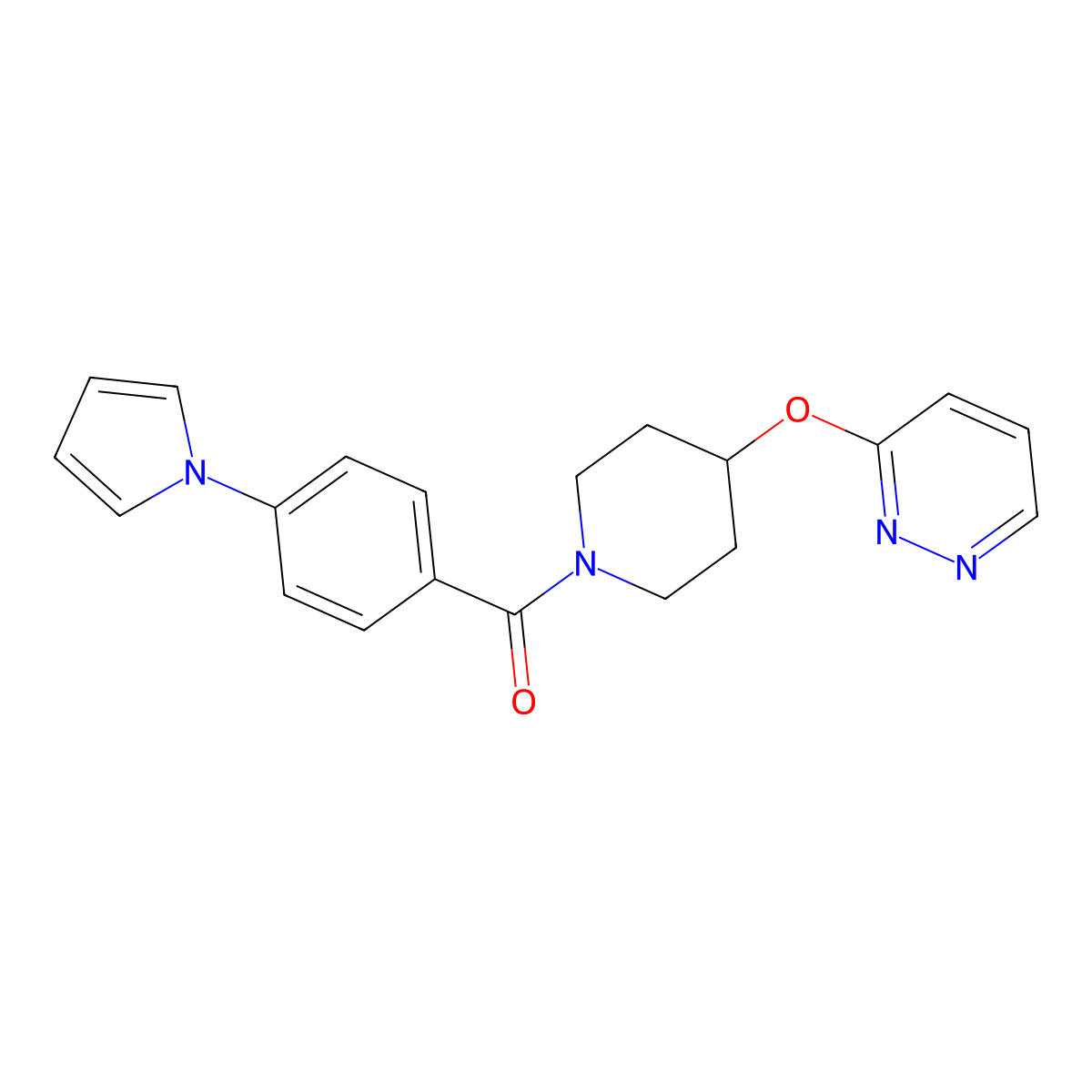 (4-(1H-pyrrol-1-yl)phenyl)(4-(pyridazin-3-yloxy)piperidin-1-yl)methanone molecular structure, CAS 1797754-93-8
