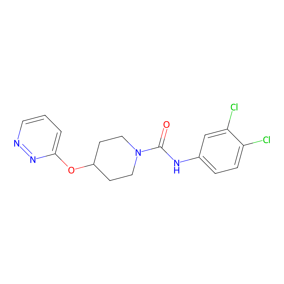 N-(3,4-dichlorophenyl)-4-(pyridazin-3-yloxy)piperidine-1-carboxamide molecular structure, CAS 1797755-21-5