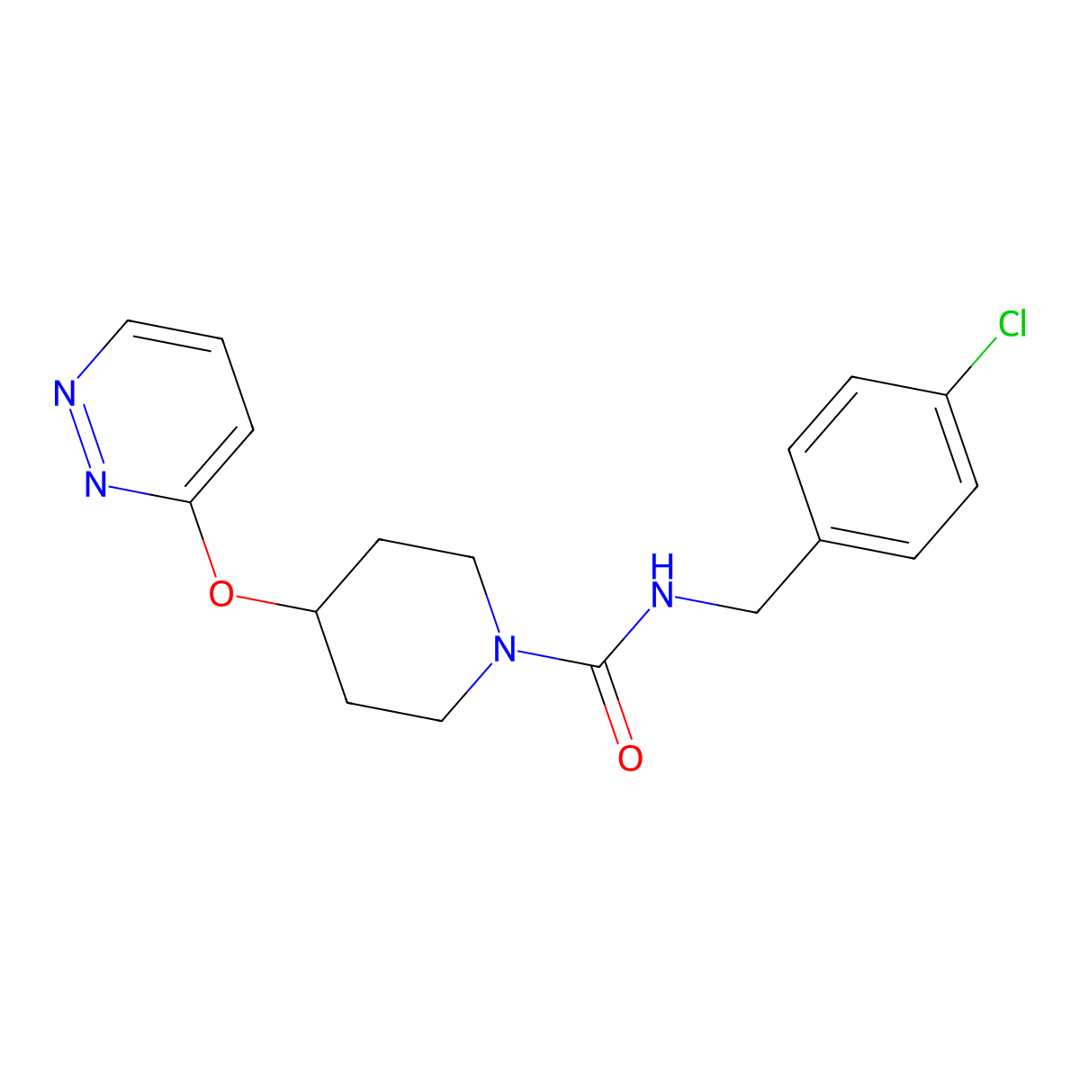 N-(4-chlorobenzyl)-4-(pyridazin-3-yloxy)piperidine-1-carboxamide molecular structure, CAS 1797755-28-2
