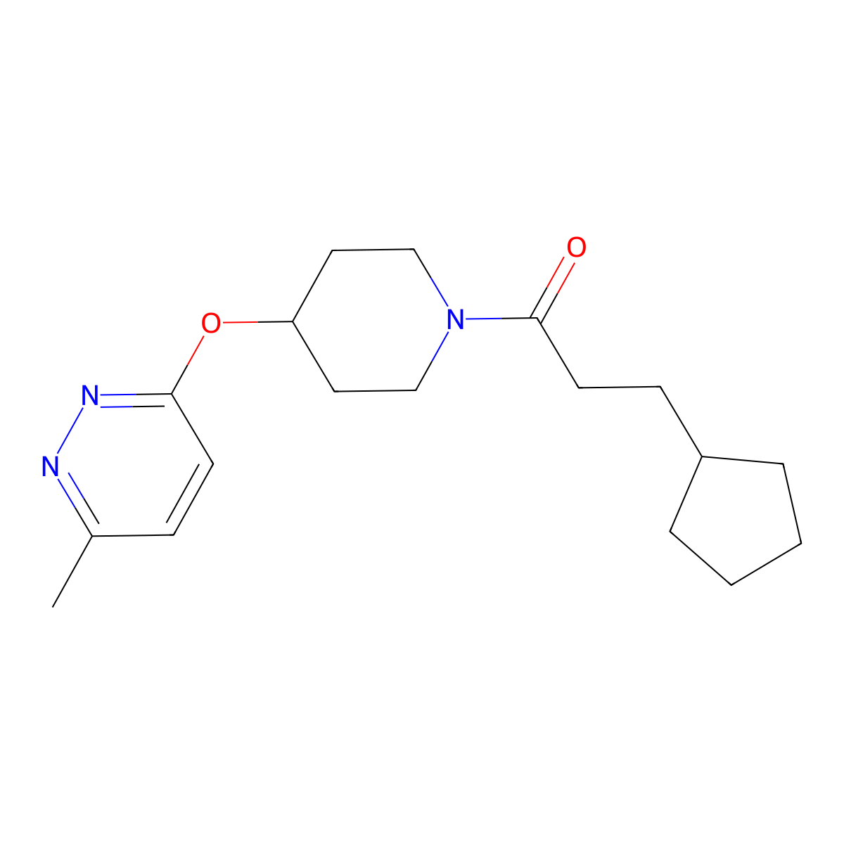 3-Cyclopentyl-1-(4-((6-methylpyridazin-3-yl)oxy)piperidin-1-yl)propan-1-one molecular structure, CAS 1797755-63-5