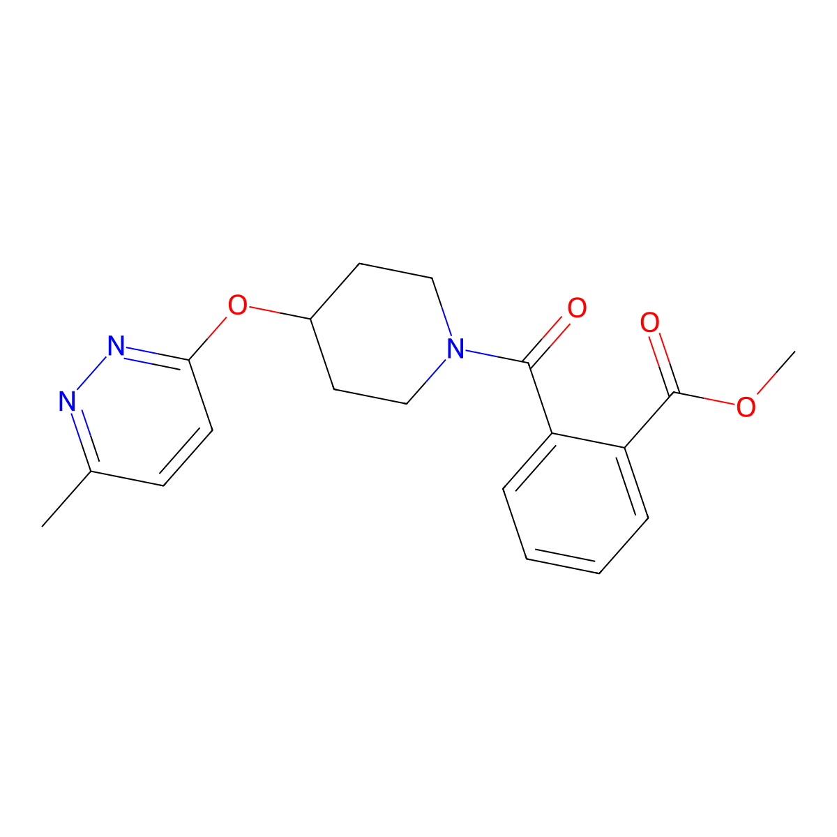 Methyl 2-(4-((6-methylpyridazin-3-yl)oxy)piperidine-1-carbonyl)benzoate molecular structure, CAS 1797755-83-9