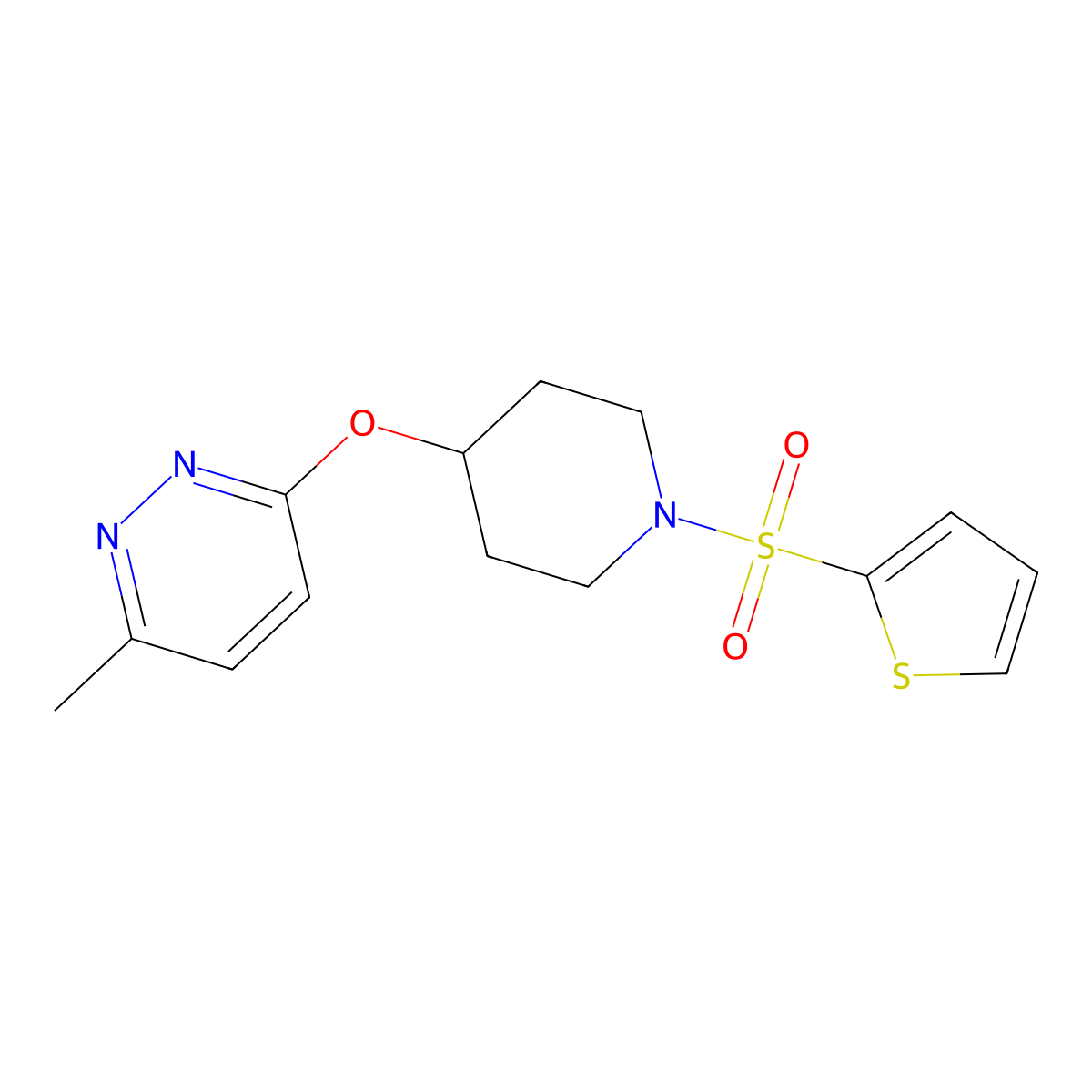 3-Methyl-6-((1-(thiophen-2-ylsulfonyl)piperidin-4-yl)oxy)pyridazine molecular structure, CAS 1797756-07-0
