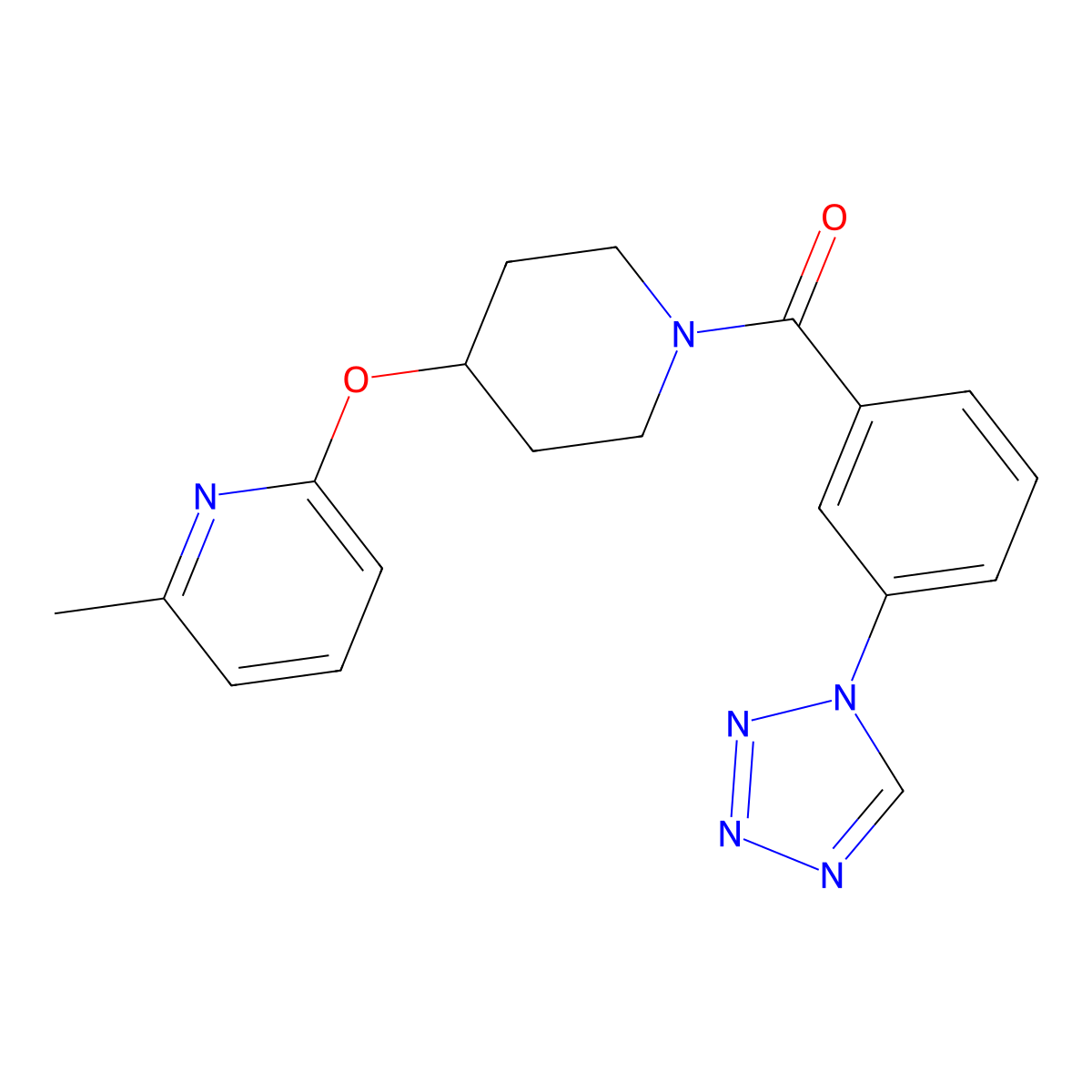 (3-(1H-tetrazol-1-yl)phenyl)(4-((6-methylpyridin-2-yl)oxy)piperidin-1-yl)methanone molecular structure, CAS 1797756-15-0