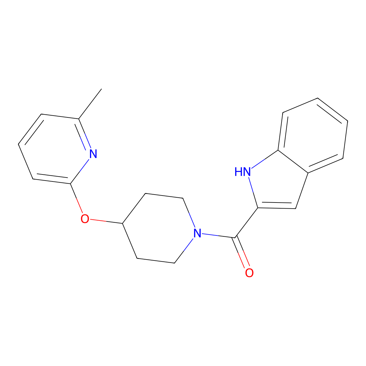 (1H-indol-2-yl)(4-((6-methylpyridin-2-yl)oxy)piperidin-1-yl)methanone molecular structure, CAS 1797756-24-1
