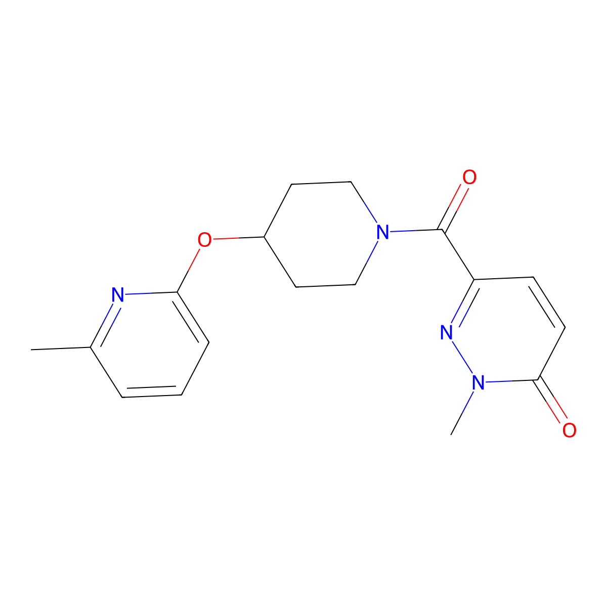 2-methyl-6-(4-((6-methylpyridin-2-yl)oxy)piperidine-1-carbonyl)pyridazin-3(2H)-one molecular structure, CAS 1797756-27-4