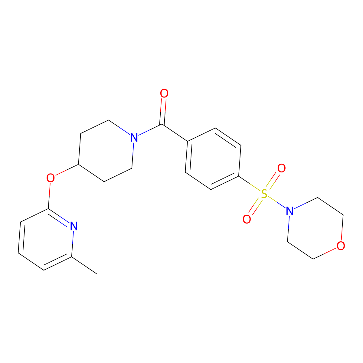 (4-((6-Methylpyridin-2-yl)oxy)piperidin-1-yl)(4-(morpholinosulfonyl)phenyl)methanone molecular structure, CAS 1797756-47-8