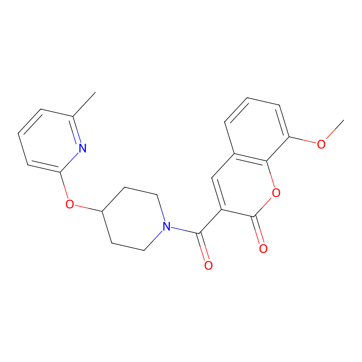 8-methoxy-3-(4-((6-methylpyridin-2-yl)oxy)piperidine-1-carbonyl)-2H-chromen-2-one molecular structure, CAS 1797756-59-2