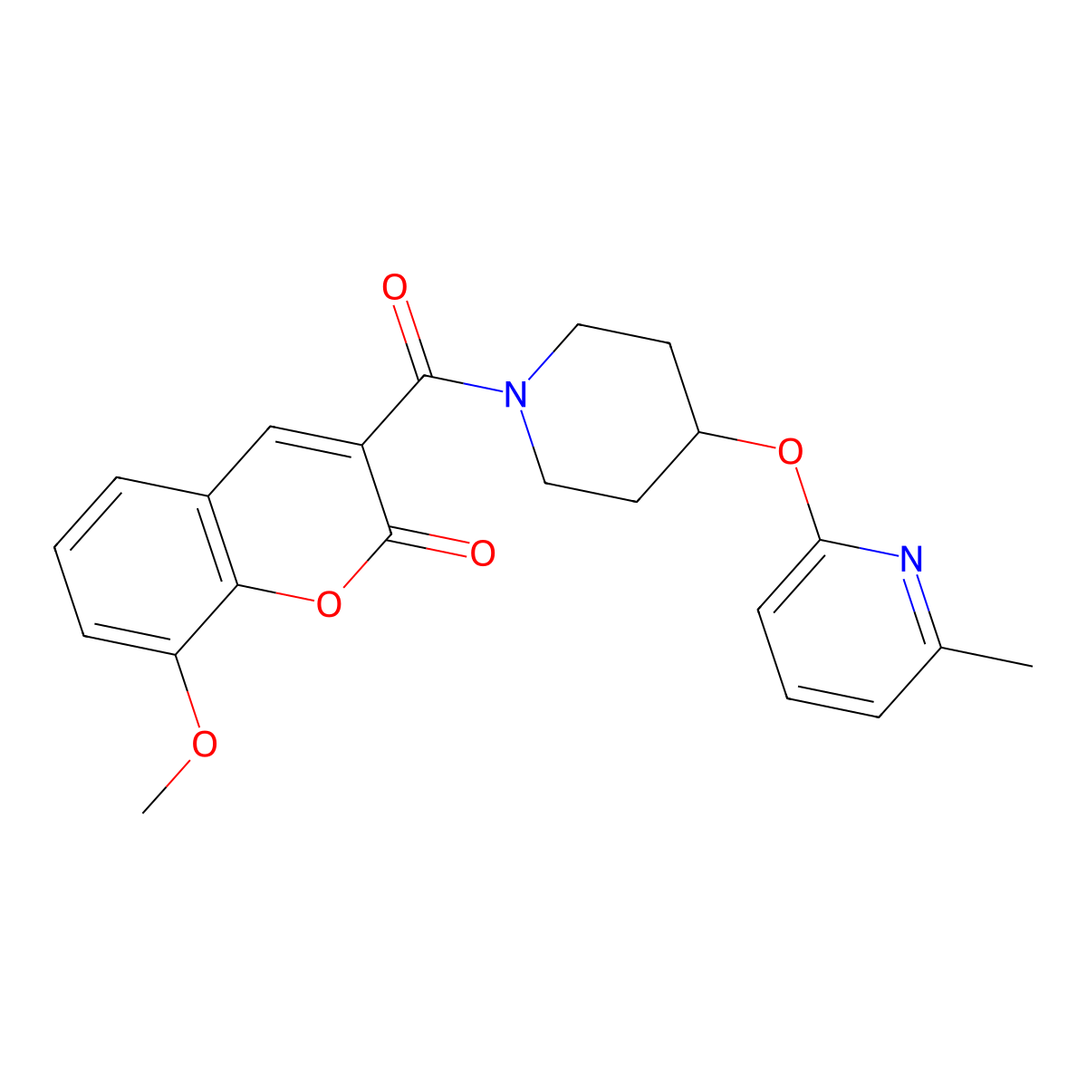 8-methoxy-3-(4-((6-methylpyridin-2-yl)oxy)piperidine-1-carbonyl)-2H-chromen-2-one molecular structure, CAS 1797756-59-2