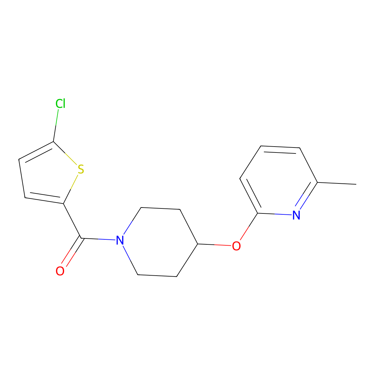 (5-Chlorothiophen-2-yl)(4-((6-methylpyridin-2-yl)oxy)piperidin-1-yl)methanone molecular structure, CAS 1797756-63-8