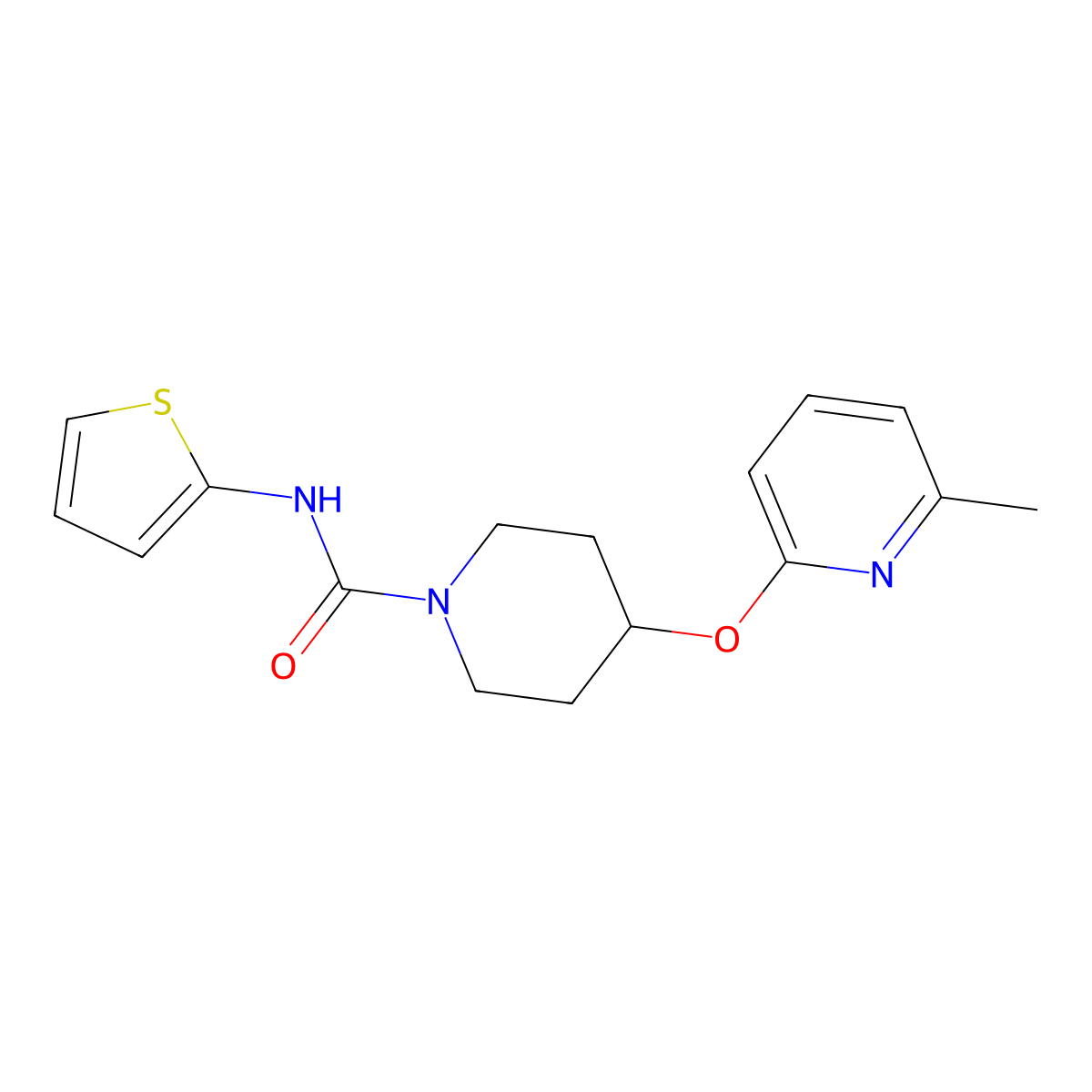4-[(6-Methylpyridin-2-YL)oxy]-N-(thiophen-2-YL)piperidine-1-carboxamide molecular structure, CAS 1797756-67-2