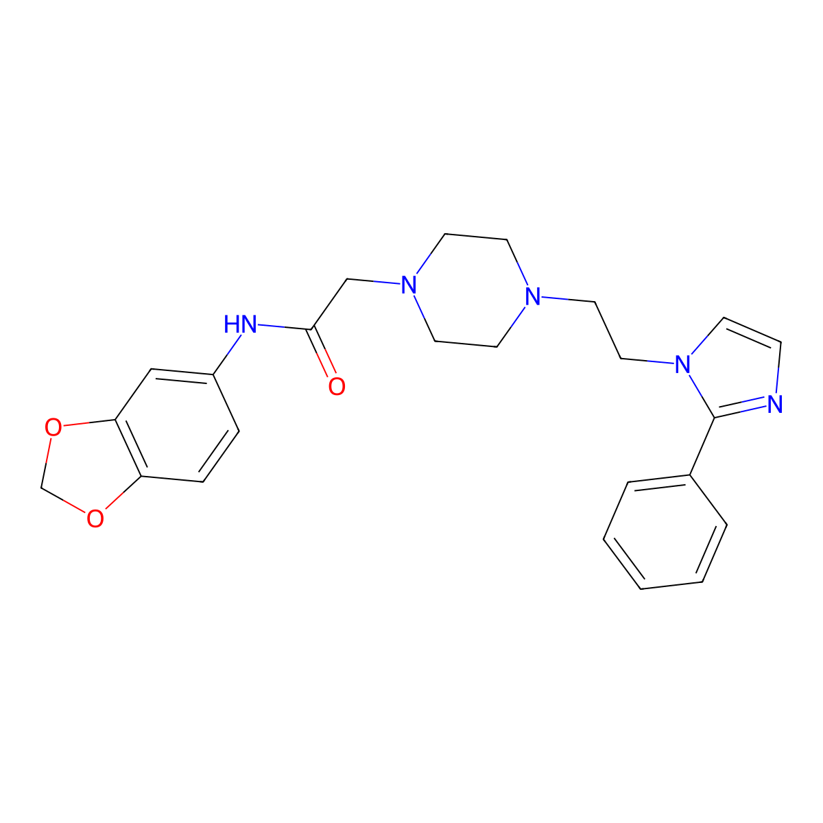 N-(benzo[d][1,3]dioxol-5-yl)-2-(4-(2-(2-phenyl-1H-imidazol-1-yl)ethyl)piperazin-1-yl)acetamide molecular structure, CAS 1797756-93-4