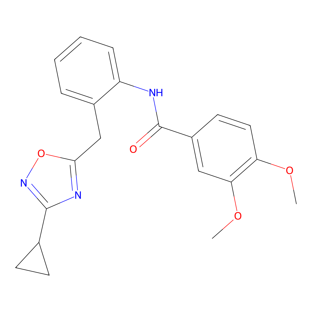 N-(2-((3-cyclopropyl-1,2,4-oxadiazol-5-yl)methyl)phenyl)-3,4-dimethoxybenzamide molecular structure, CAS 1797757-17-5