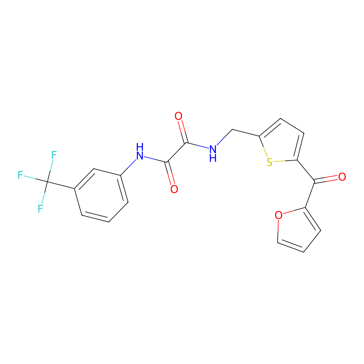 N1-((5-(furan-2-carbonyl)thiophen-2-yl)methyl)-N2-(3-(trifluoromethyl)phenyl)oxalamide molecular structure, CAS 1797760-53-2