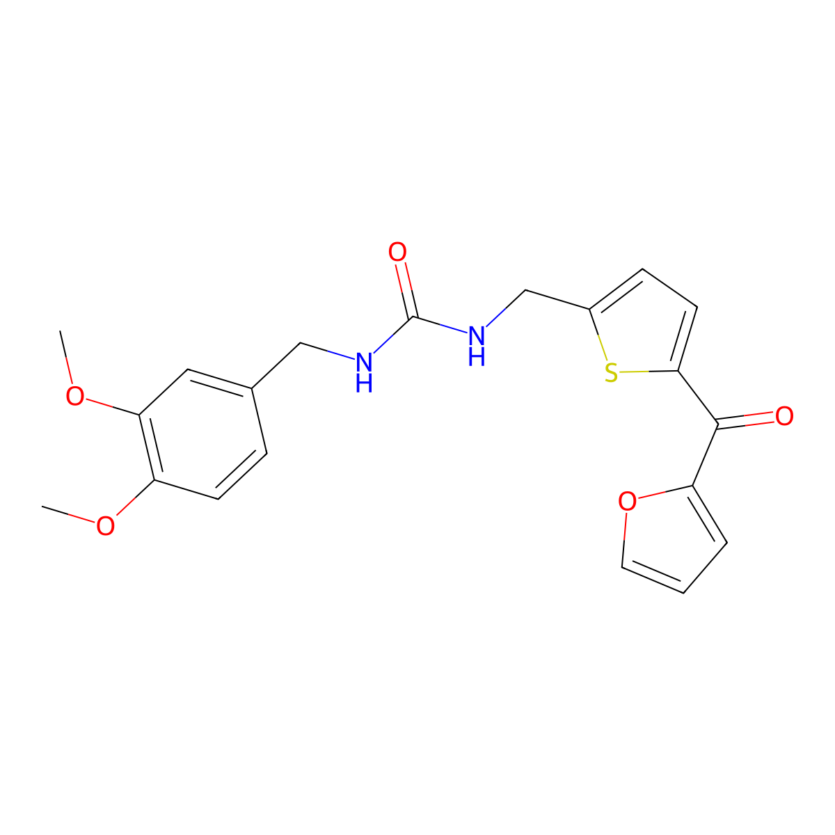 1-(3,4-Dimethoxybenzyl)-3-((5-(furan-2-carbonyl)thiophen-2-yl)methyl)urea molecular structure, CAS 1797760-67-8