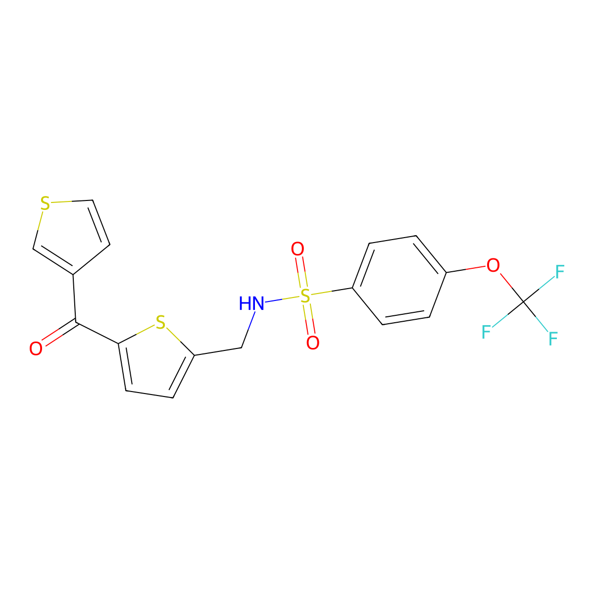 N-((5-(thiophene-3-carbonyl)thiophen-2-yl)methyl)-4-(trifluoromethoxy)benzenesulfonamide molecular structure, CAS 1797760-93-0