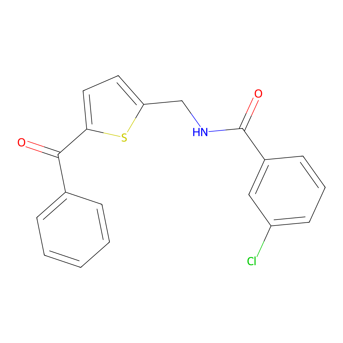N-[(5-benzoylthiophen-2-yl)methyl]-3-chlorobenzamide molecular structure, CAS 1797761-47-7