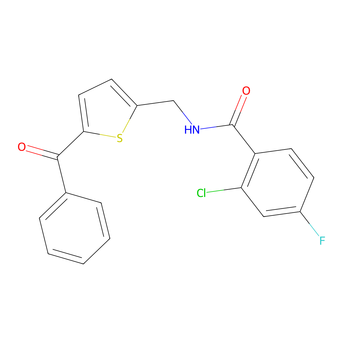 N-[(5-benzoylthiophen-2-yl)methyl]-2-chloro-4-fluorobenzamide molecular structure, CAS 1797761-52-4