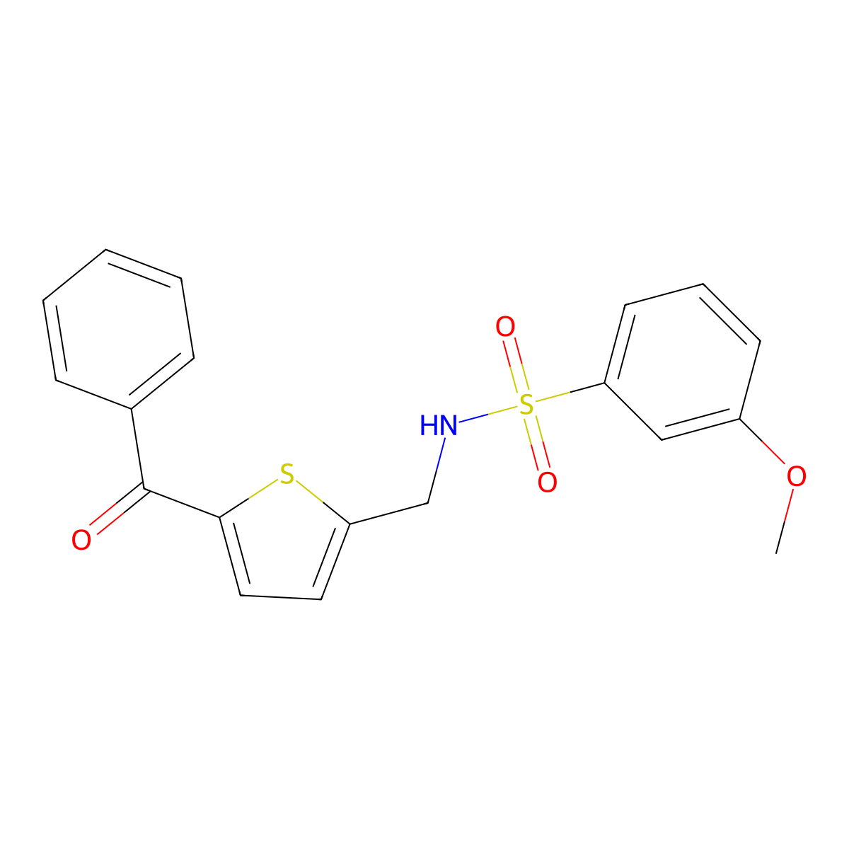 N-((5-benzoylthiophen-2-yl)methyl)-3-methoxybenzenesulfonamide molecular structure, CAS 1797761-66-0