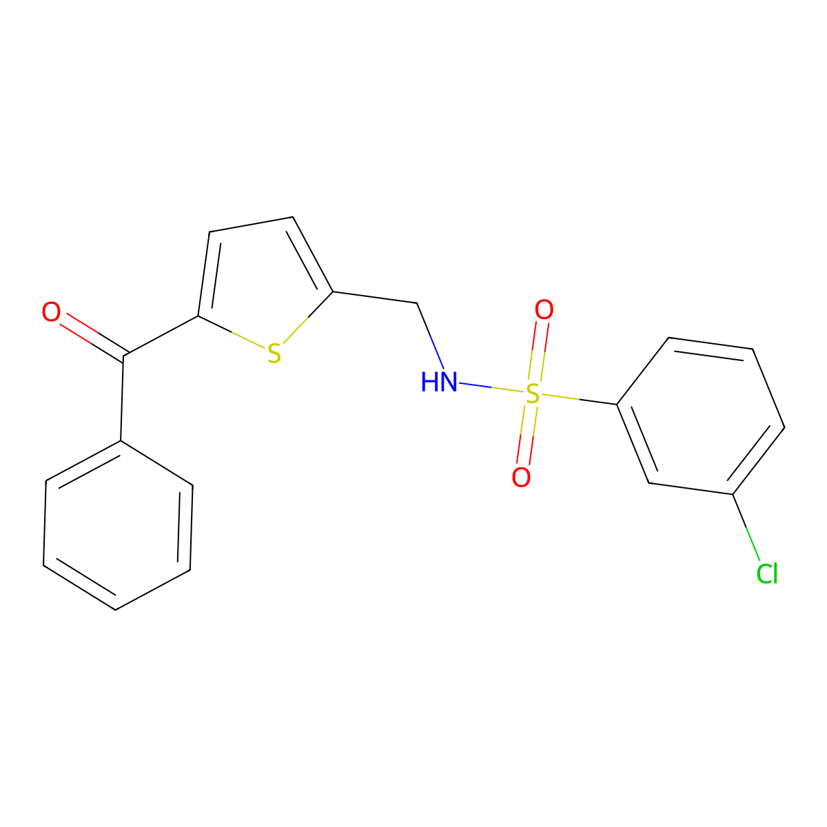 N-((5-benzoylthiophen-2-yl)methyl)-3-chlorobenzenesulfonamide molecular structure, CAS 1797761-70-6