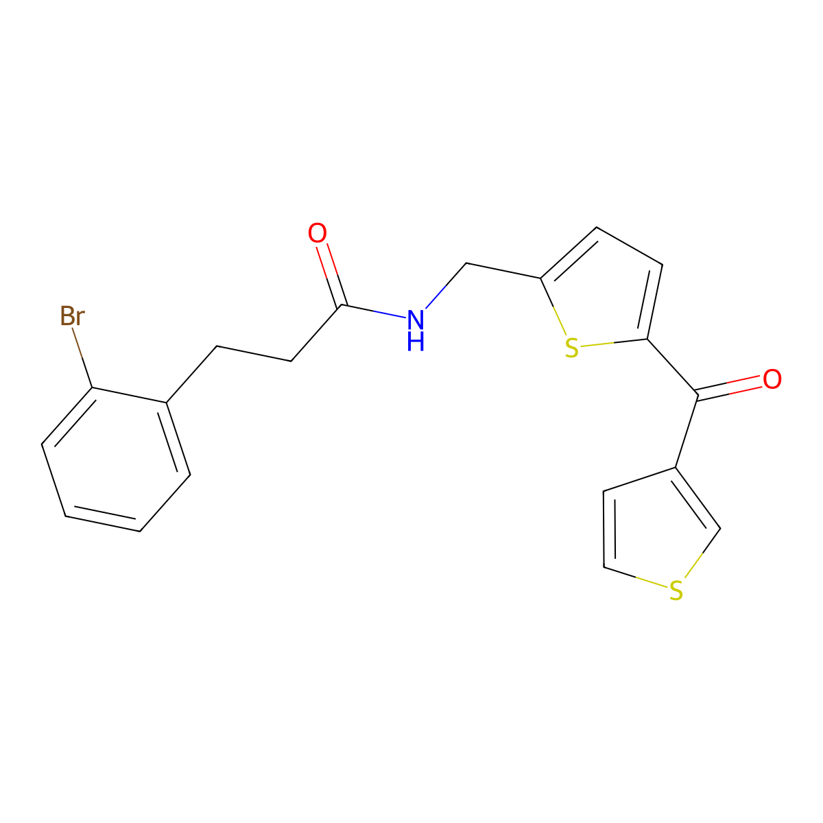 3-(2-bromophenyl)-N-((5-(thiophene-3-carbonyl)thiophen-2-yl)methyl)propanamide molecular structure, CAS 1797762-10-7