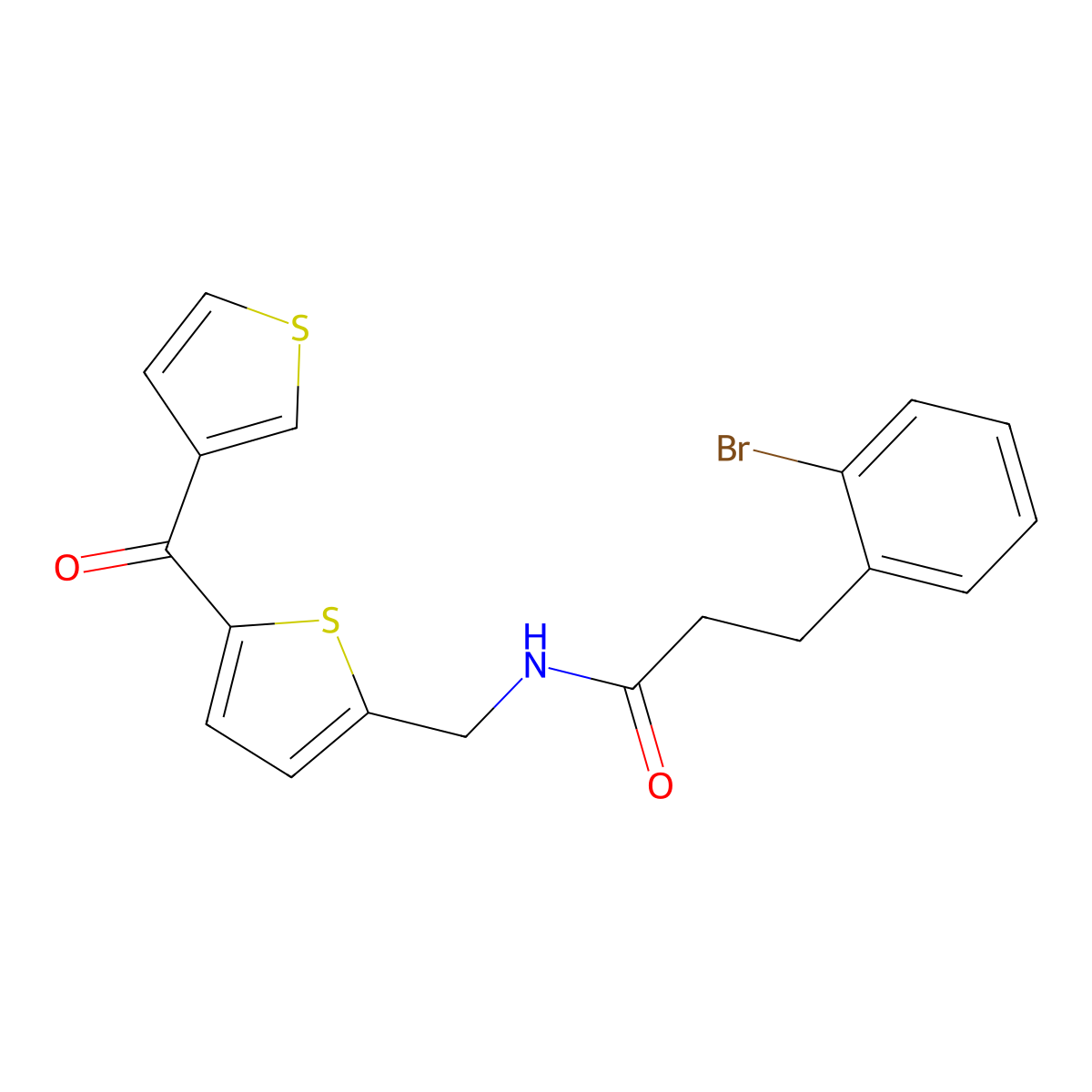 3-(2-bromophenyl)-N-((5-(thiophene-3-carbonyl)thiophen-2-yl)methyl)propanamide molecular structure, CAS 1797762-10-7