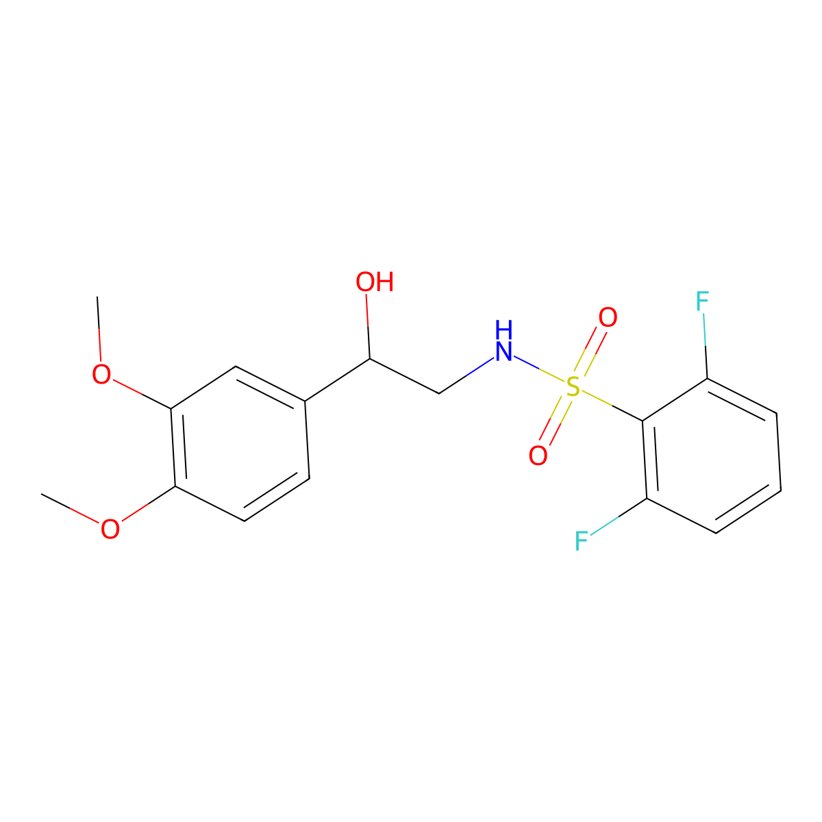N-(2-(3,4-dimethoxyphenyl)-2-hydroxyethyl)-2,6-difluorobenzenesulfonamide molecular structure, CAS 1797762-35-6