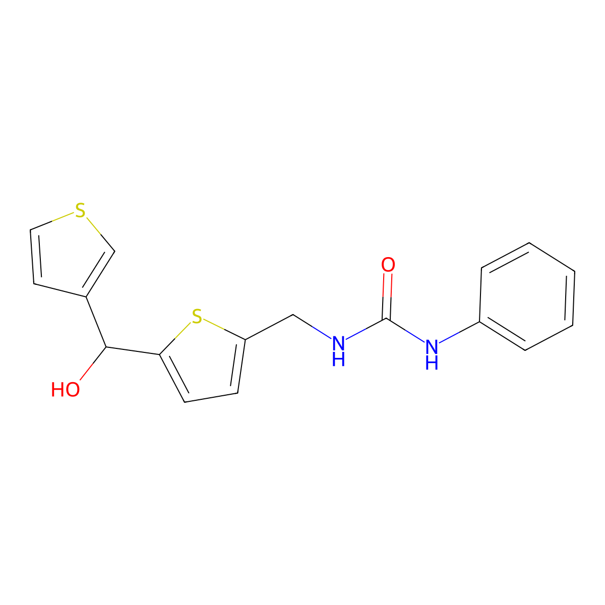 1-((5-(Hydroxy(thiophen-3-yl)methyl)thiophen-2-yl)methyl)-3-phenylurea molecular structure, CAS 1797762-91-4
