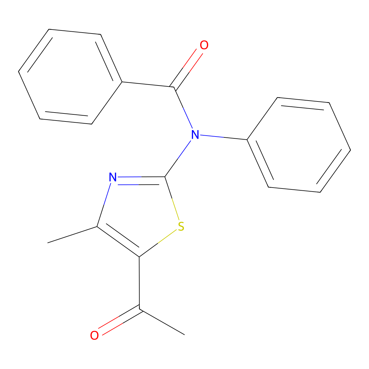 N-(5-acetyl-4-methyl-1,3-thiazol-2-yl)-N-phenylbenzamide molecular structure, CAS 1797764-64-7