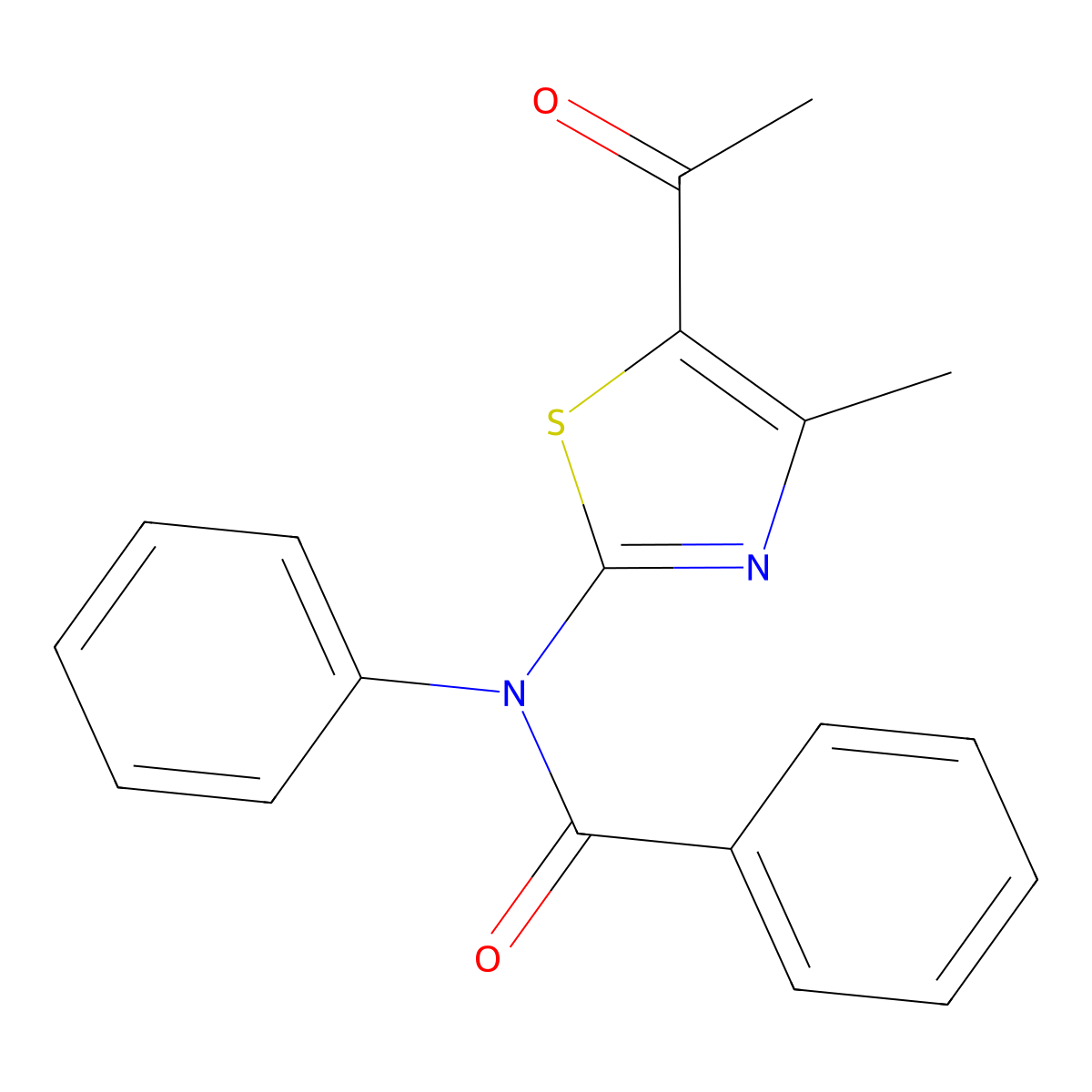 N-(5-acetyl-4-methyl-1,3-thiazol-2-yl)-N-phenylbenzamide molecular structure, CAS 1797764-64-7