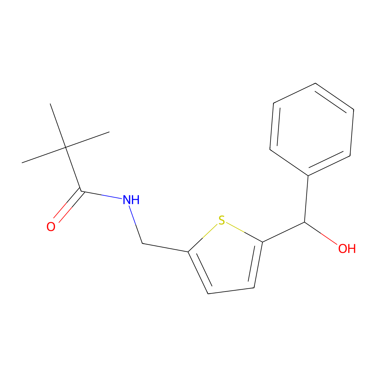 N-({5-[hydroxy(phenyl)methyl]thiophen-2-yl}methyl)-2,2-dimethylpropanamide molecular structure, CAS 1797774-80-1