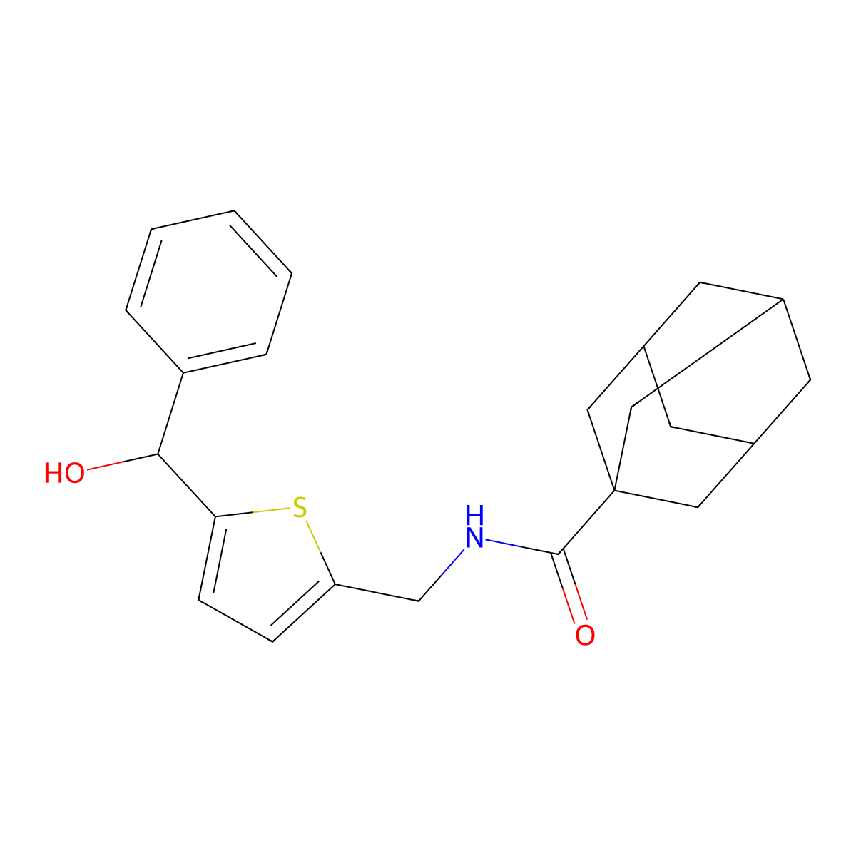 N-({5-[hydroxy(phenyl)methyl]thiophen-2-yl}methyl)adamantane-1-carboxamide molecular structure, CAS 1797774-83-4