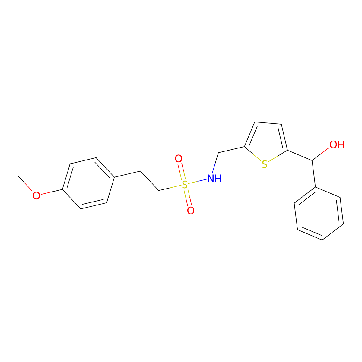 N-((5-(hydroxy(phenyl)methyl)thiophen-2-yl)methyl)-2-(4-methoxyphenyl)ethanesulfonamide molecular structure, CAS 1797774-97-0