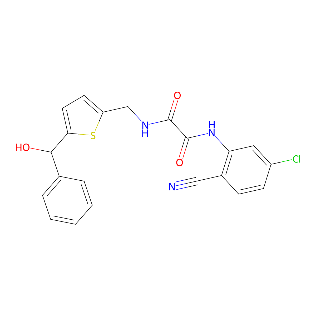 N1-(5-chloro-2-cyanophenyl)-N2-((5-(hydroxy(phenyl)methyl)thiophen-2-yl)methyl)oxalamide molecular structure, CAS 1797775-24-6