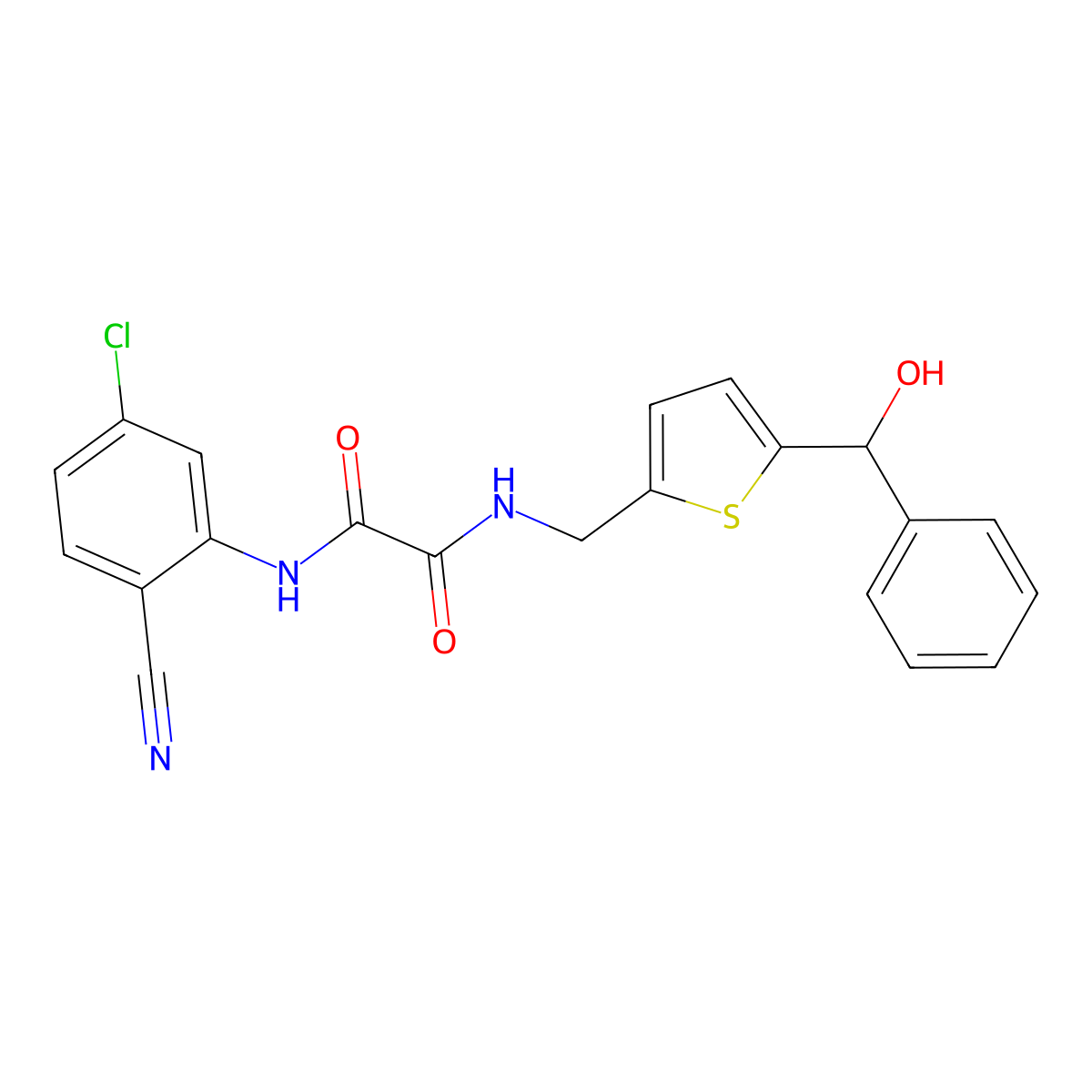N1-(5-chloro-2-cyanophenyl)-N2-((5-(hydroxy(phenyl)methyl)thiophen-2-yl)methyl)oxalamide molecular structure, CAS 1797775-24-6