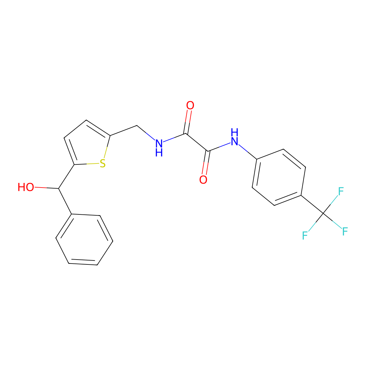 N1-((5-(hydroxy(phenyl)methyl)thiophen-2-yl)methyl)-N2-(4-(trifluoromethyl)phenyl)oxalamide molecular structure, CAS 1797775-36-0