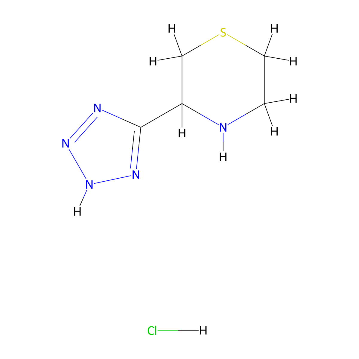 3-(1H-1,2,3,4-tetrazol-5-yl)thiomorpholine hydrochloride molecular structure, CAS 1797775-73-5
