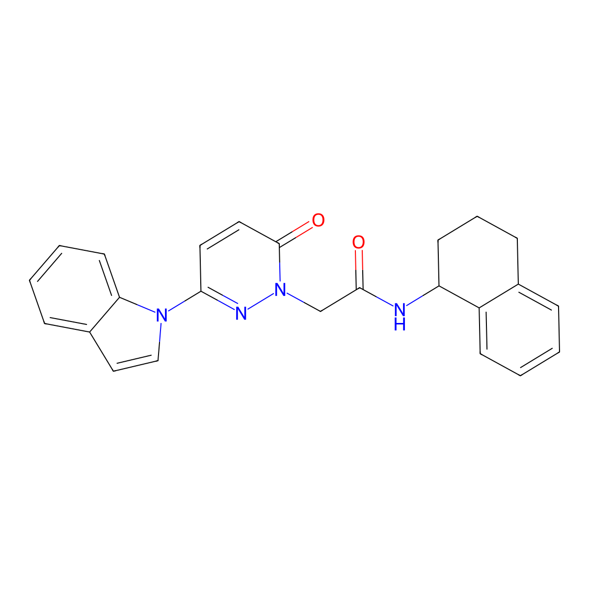 2-(3-(1H-indol-1-yl)-6-oxopyridazin-1(6H)-yl)-N-(1,2,3,4-tetrahydronaphthalen-1-yl)acetamide molecular structure, CAS 1797775-82-6