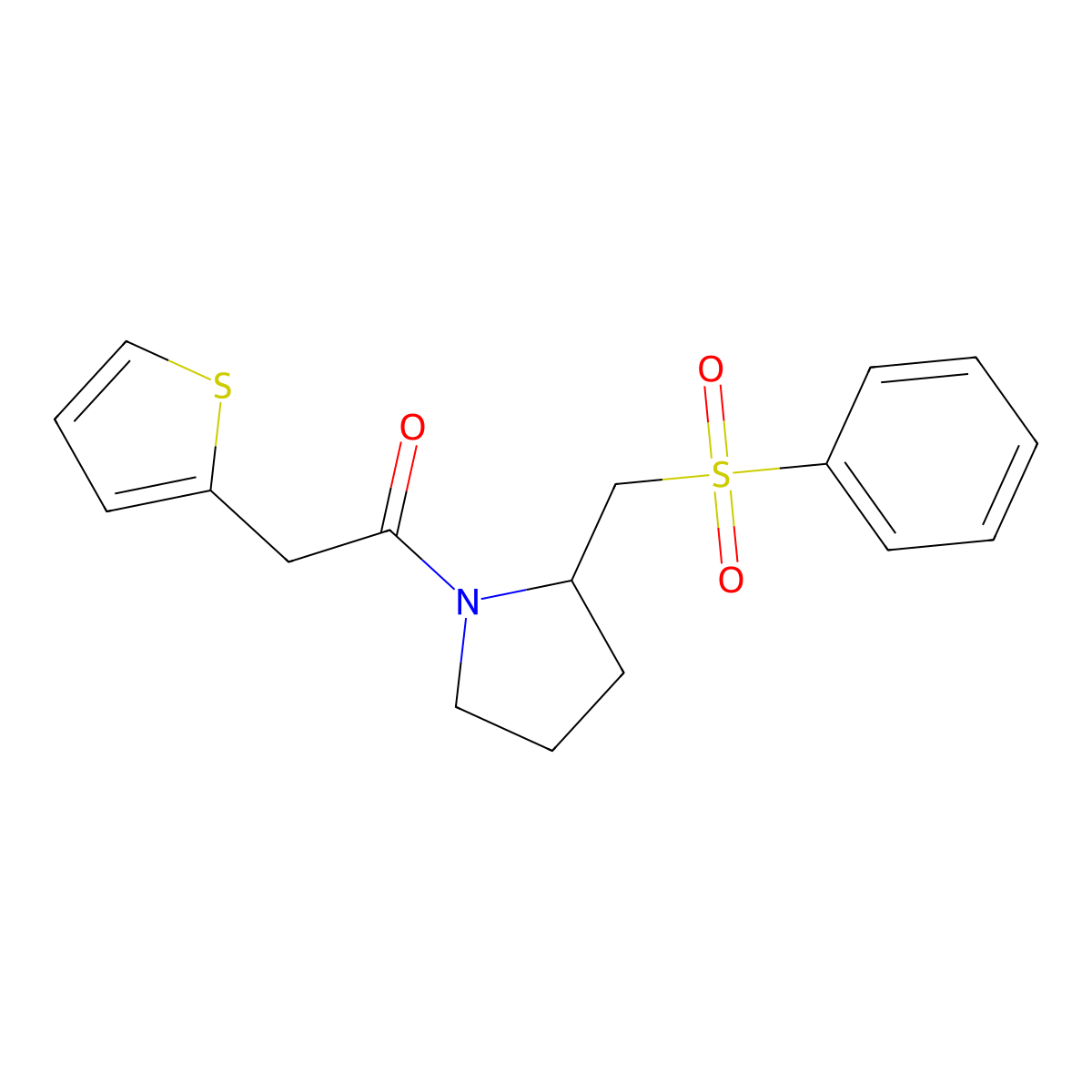 1-(2-((Phenylsulfonyl)methyl)pyrrolidin-1-yl)-2-(thiophen-2-yl)ethanone molecular structure, CAS 1797781-47-5