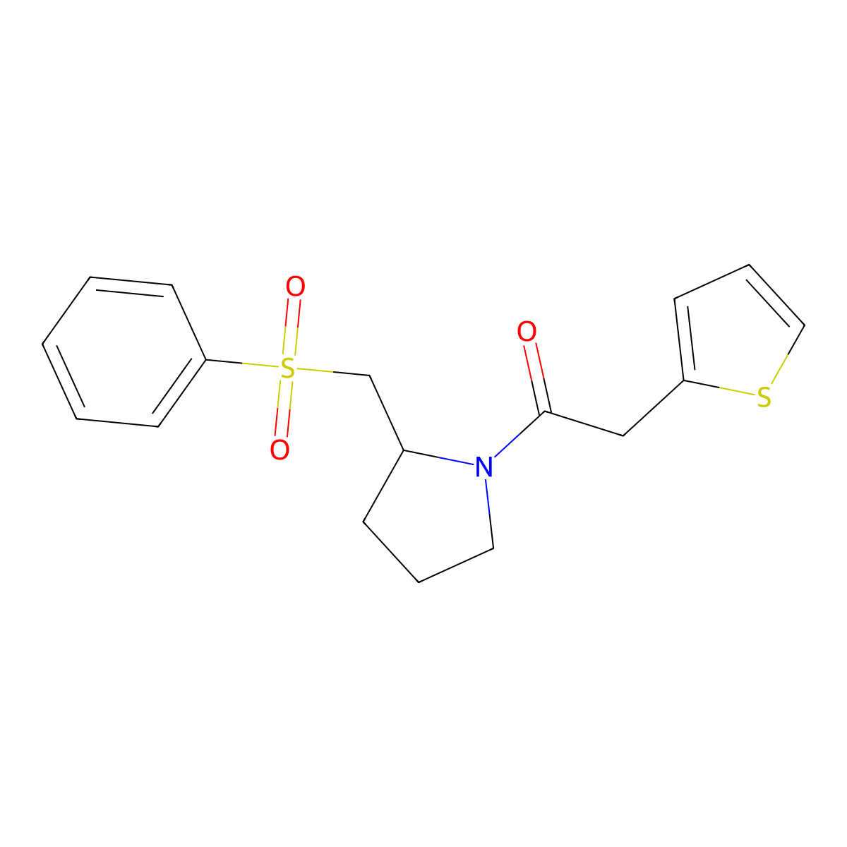 1-(2-((Phenylsulfonyl)methyl)pyrrolidin-1-yl)-2-(thiophen-2-yl)ethanone molecular structure, CAS 1797781-47-5