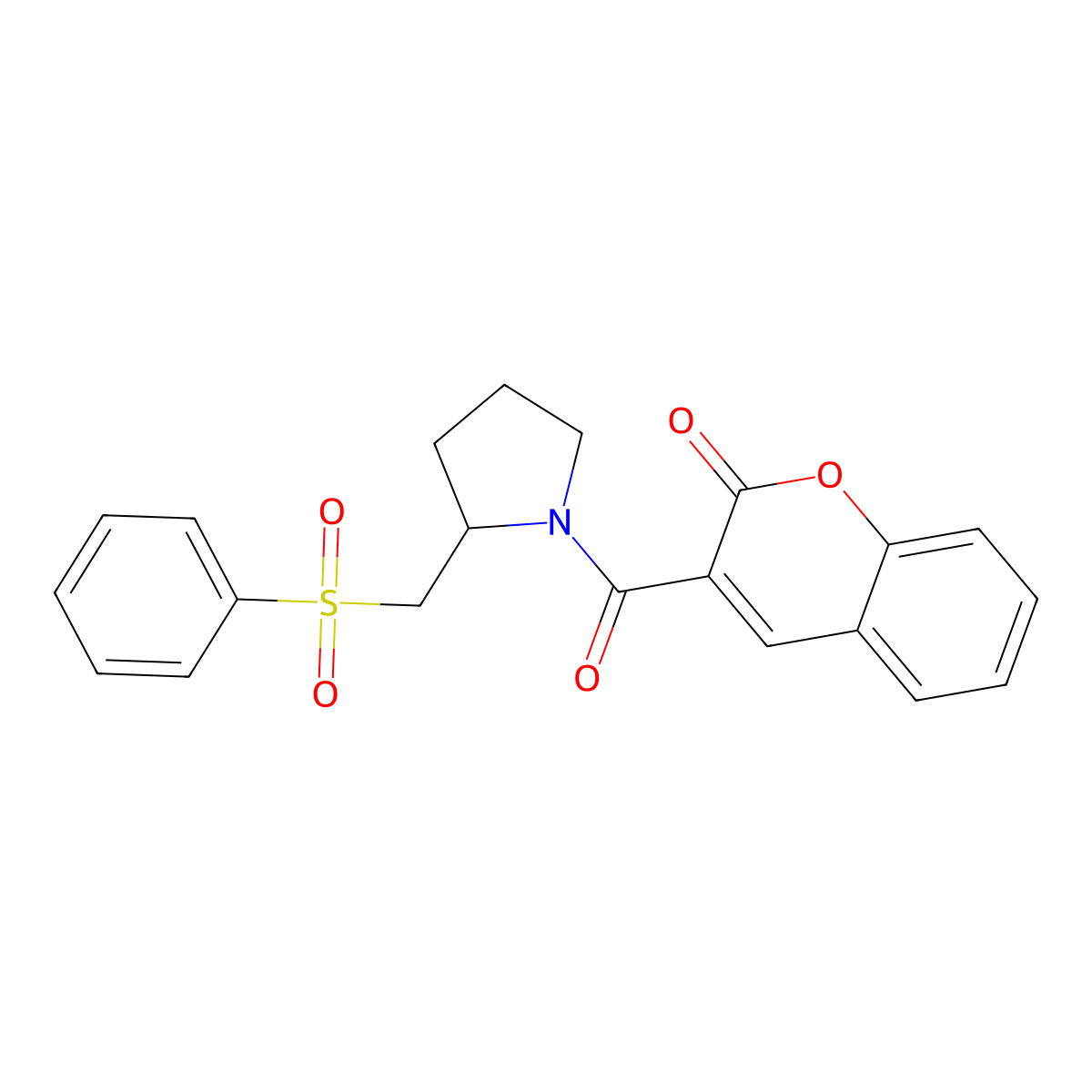 3-(2-((phenylsulfonyl)methyl)pyrrolidine-1-carbonyl)-2H-chromen-2-one molecular structure, CAS 1797781-54-4