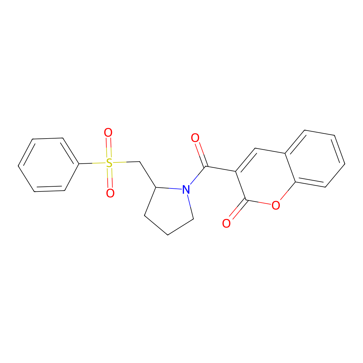 3-(2-((phenylsulfonyl)methyl)pyrrolidine-1-carbonyl)-2H-chromen-2-one molecular structure, CAS 1797781-54-4