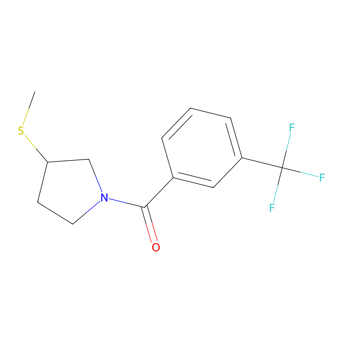 (3-(Methylthio)pyrrolidin-1-yl)(3-(trifluoromethyl)phenyl)methanone molecular structure, CAS 1797781-62-4