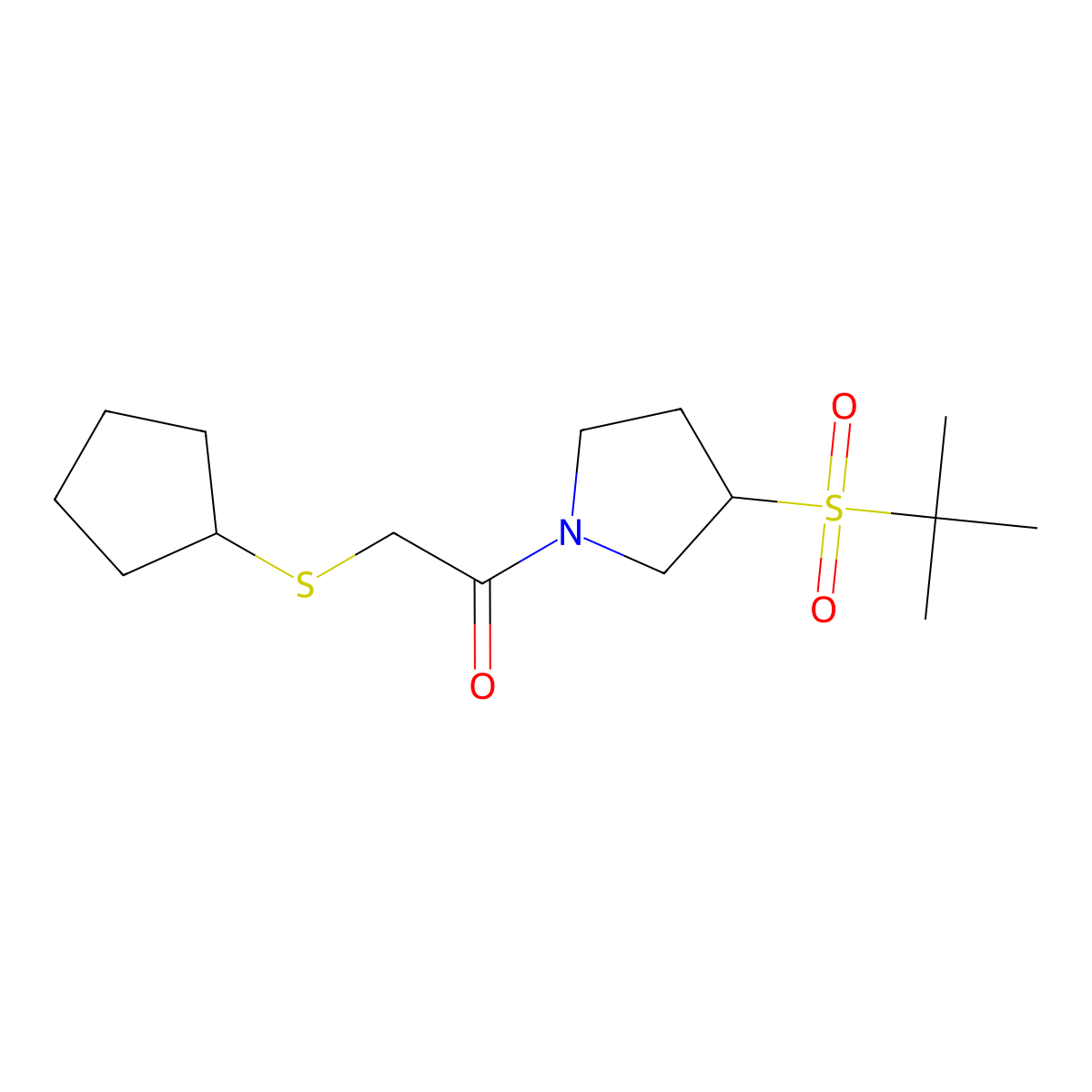 1-(3-(Tert-butylsulfonyl)pyrrolidin-1-yl)-2-(cyclopentylthio)ethanone molecular structure, CAS 1797781-89-5
