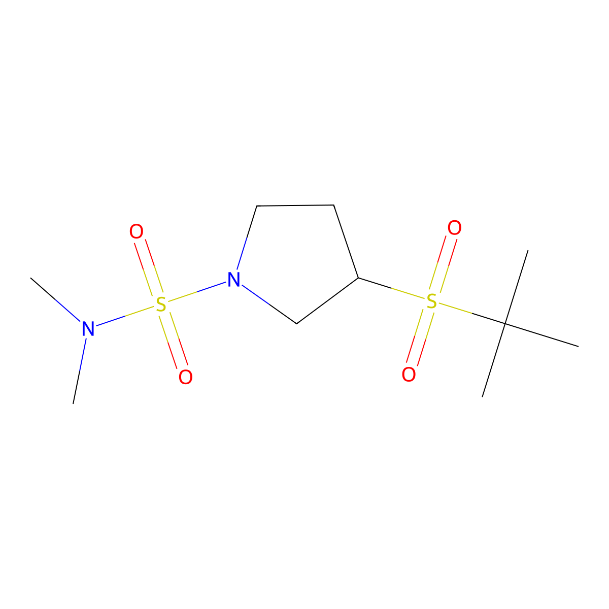 3-(tert-butylsulfonyl)-N,N-dimethylpyrrolidine-1-sulfonamide molecular structure, CAS 1797781-94-2