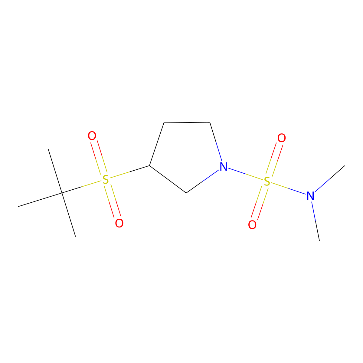 3-(tert-butylsulfonyl)-N,N-dimethylpyrrolidine-1-sulfonamide molecular structure, CAS 1797781-94-2