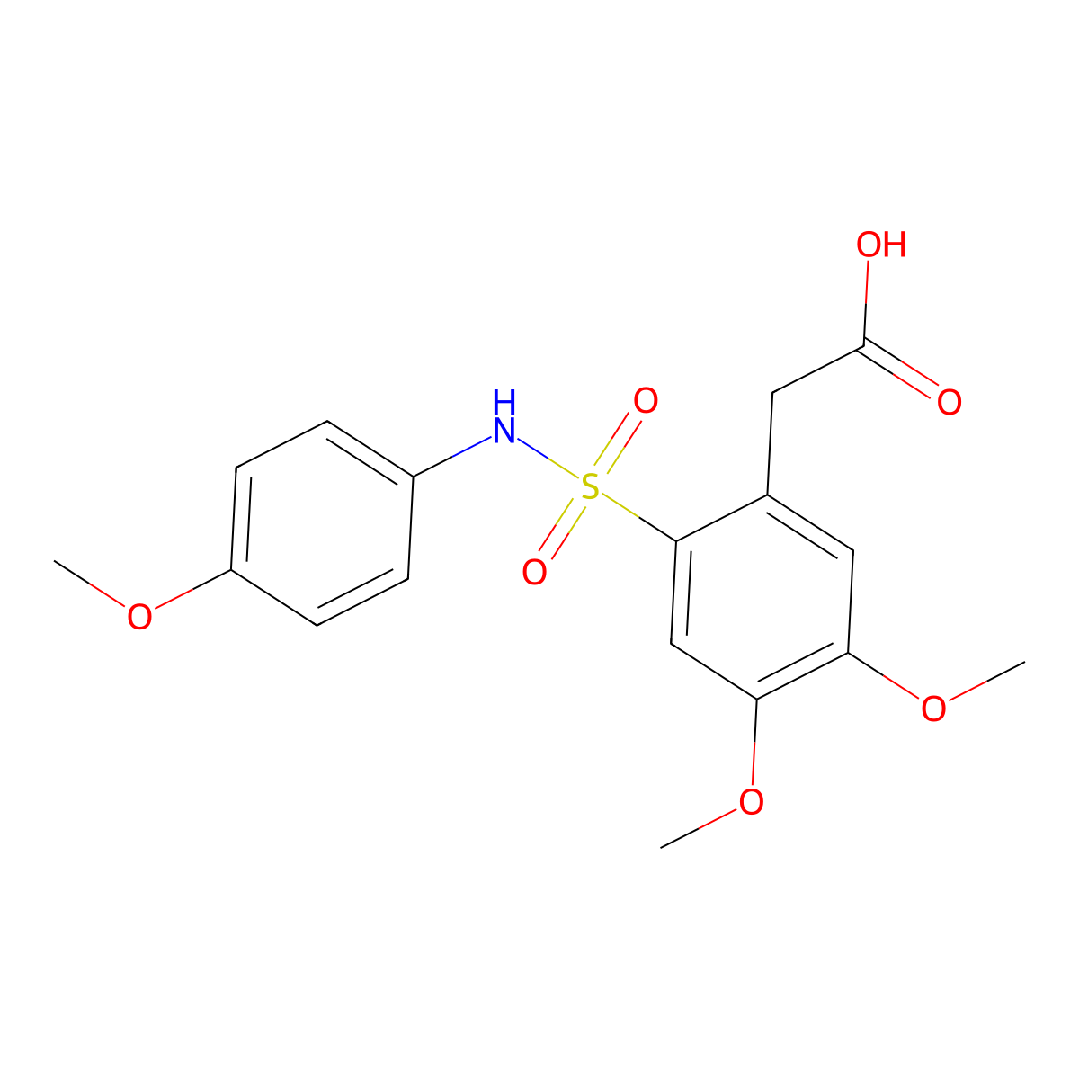 2-(4,5-Dimethoxy-2-(((4-methoxyphenyl)amino)sulfonyl)phenyl)acetic acid molecular structure, CAS 1797782-06-9